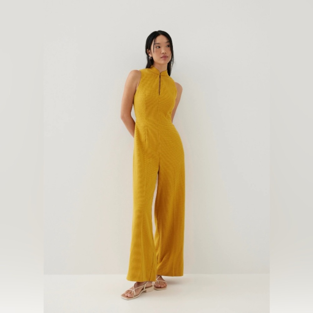 Mina Padded Tweed Mandarin Collar Jumpsuit